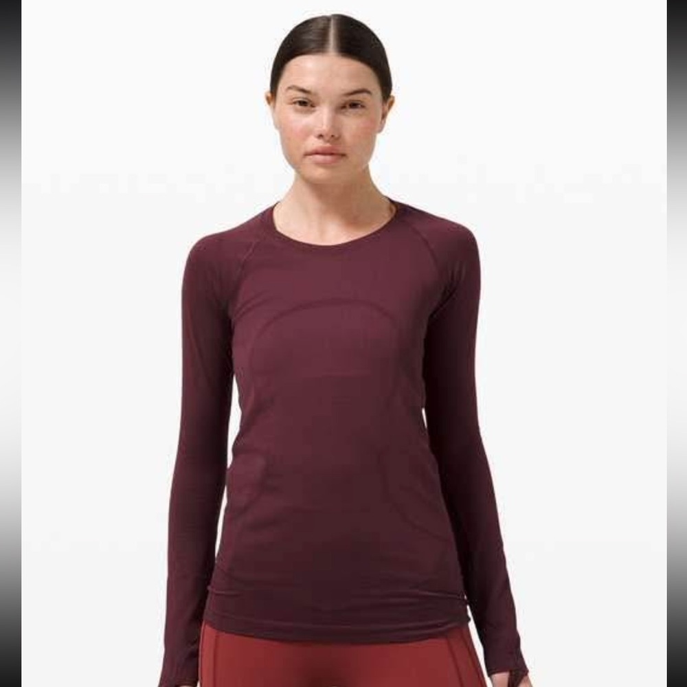 Lululemon Swiftly Tech Women’s Burgundy Long Sleeve, Size 2